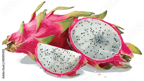 Exotic Pitaya Tropical Fruit Refreshing White Background