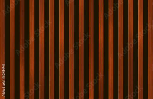 Vector wood panel wall. Realistic wooden dark red vertical planks on black background. Natural brown wood planks wall. Trendy interior striped wooden elements, wallpaper, decoration.
