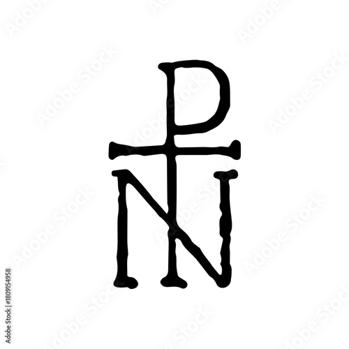 Monogram of Christ. Vintage religious sign Tau-rho on white background