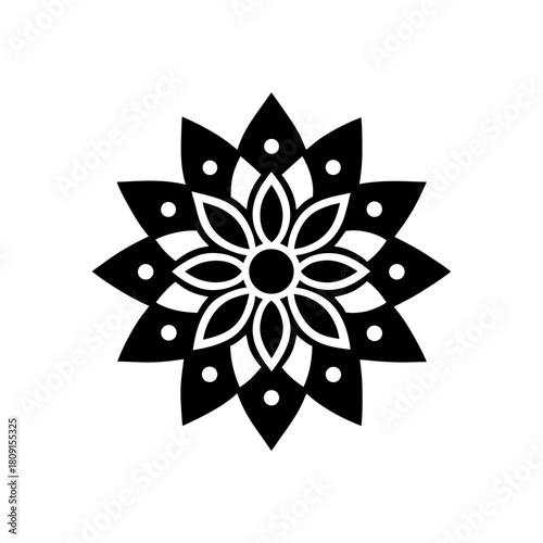 Stylized geometric floral pattern abstract ornate vector icon art