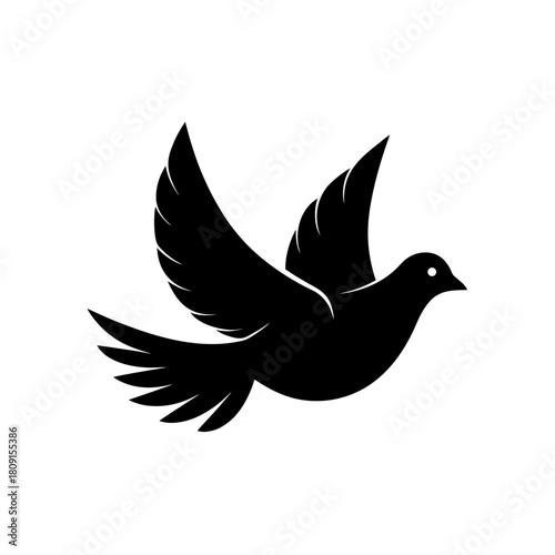 Flying dove silhouette, symbol of peace and freedom vector icon