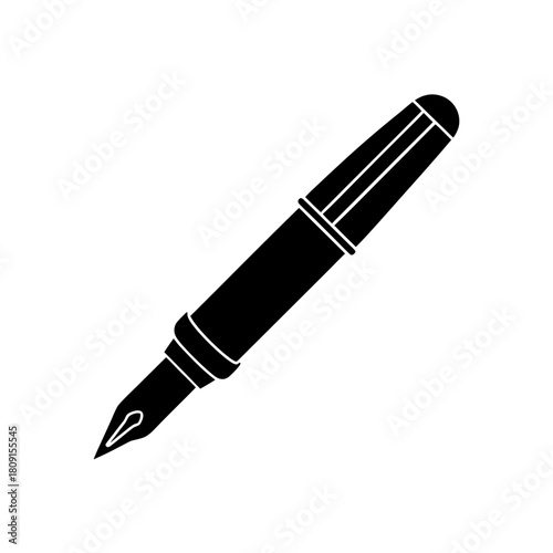Classic fountain pen silhouette icon for writing and education concepts