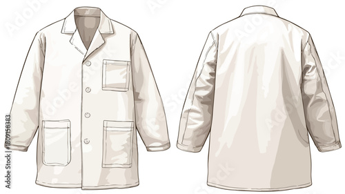 Sleek Laboratory Coat Vector for Professional Use on White Background