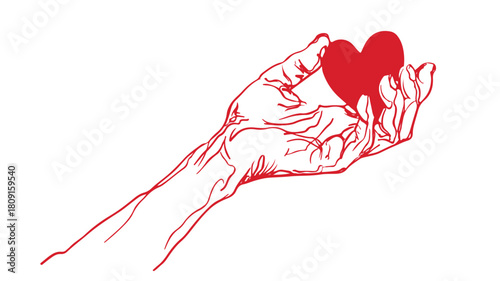Love and Affection Concept: Outstretched Arm with Red Heart