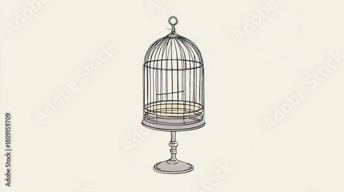 Wallpaper Mural Empty birdcage illustration on light background for conceptual design Torontodigital.ca