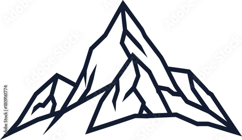 A minimalist mountain peak illustration with jagged edges, capturing the essence of adventure and the rugged beauty of nature