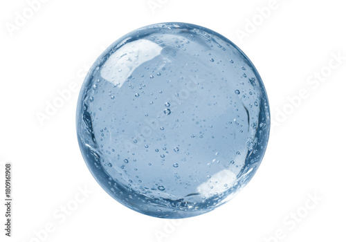 Isolated light-blue glass ball with tiny air bubbles inside it for creative design work