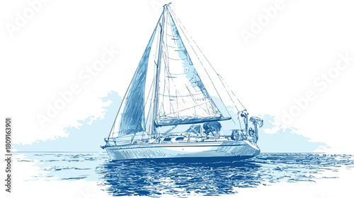 Sailing Yacht Mast Water Transport Vector
