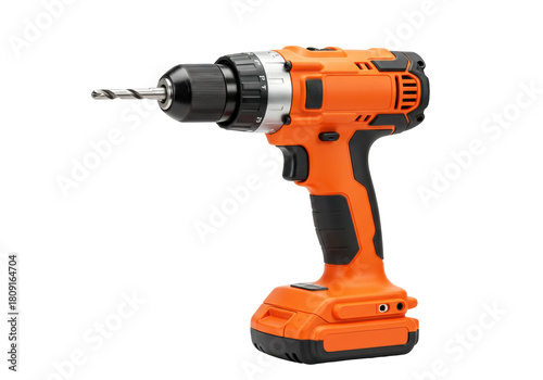 Tableau sur toile Isolated cordless drill tool, orange and black power equipment for home improvem