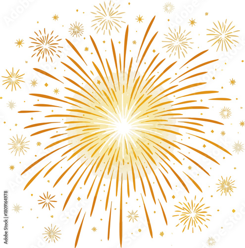 Isolated a Fireworks explosion on transparent background. Holiday fireworks vector art with white background..