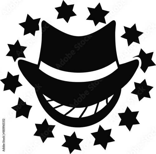 Chaotic joker smile pattern icon with cap