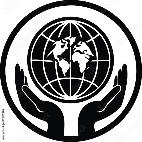 Hands protectively holding a stylized globe representing global health initiatives