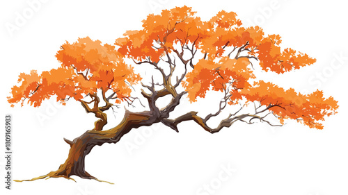 Artistic 2D Tree Illustration on White Background for Graphic Design