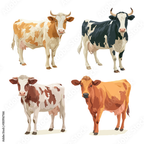 cows on a white