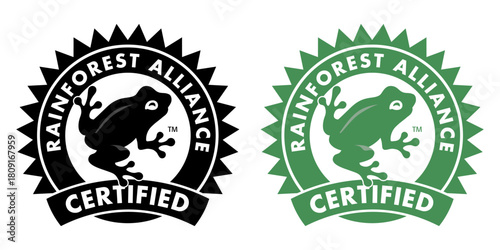Rainforest Alliance logo. Frog icon isolated