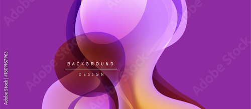 Abstract purple design features flowing shapes, gradients. Soft colors blend, creating dynamic visual effect. Modern background element.