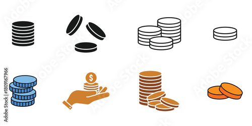 Stack of coin with dollar sign vector illustration isolated on white background. Business and finance concept design element.