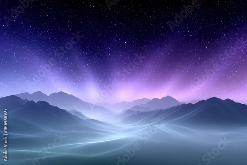 Celestial Spectacle: A breathtaking panorama unfolds beneath the mesmerizing dance of the aurora borealis, painting the night sky with ethereal colors, the silhouettes of distant mountains.