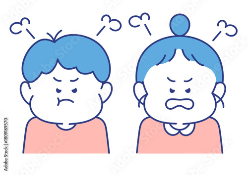 子ども　表情　イラスト　男女　怒っているポーズ