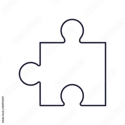 Simple Outline of a Single White Jigsaw Puzzle Piece.