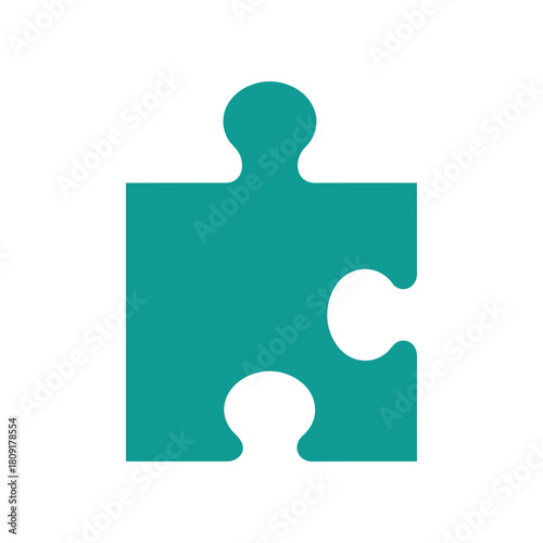 Single teal puzzle piece isolated on a white background.