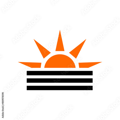 Stylized Sun Rising Over Abstract Horizon.