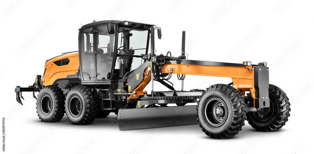 Naklejka premium Moto niveladora amarela pesada construção