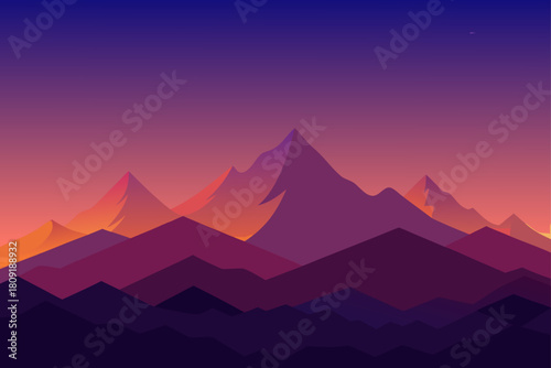 Abstract gradient mountain range landscape at twilight graphic