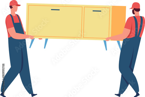 Movers carrying furniture for relocation service