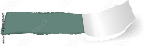 Ripped white paper revealing green copy space background