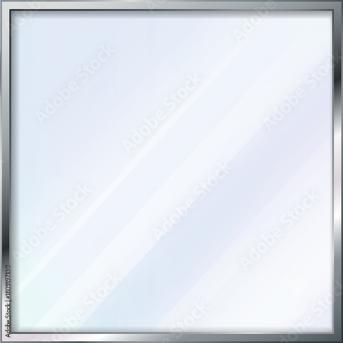 Empty clear glass window with chrome frame