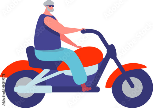 Senior man riding motorcycle enjoying active lifestyle