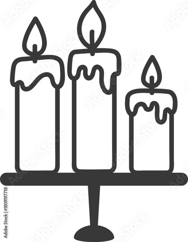 Three burning candles illuminating life with warmth