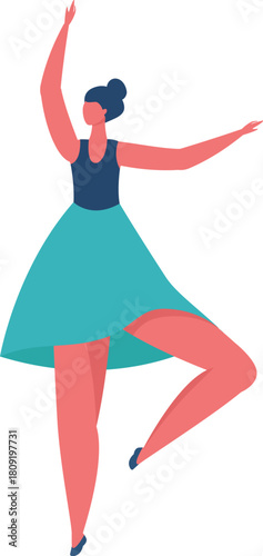 Dancing woman performing graceful ballet artistic movement