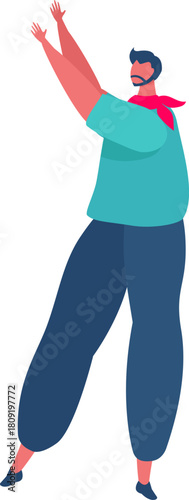 Excited man raising hands cheering celebrating success