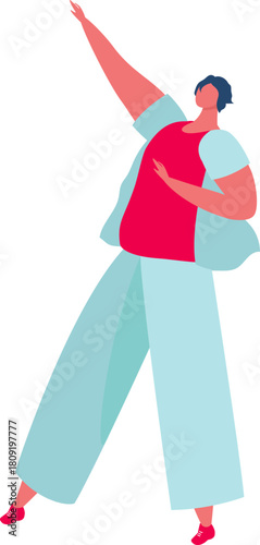 Person reaching up achieving goal looking towards future