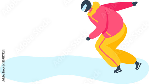 Ice skater moving quickly during winter sport activity