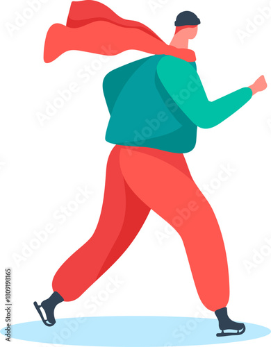 Person ice skating enjoying winter activities