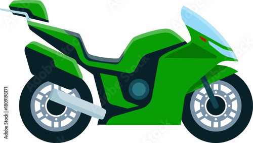 Green sport motorcycle vector representing speed and adventure