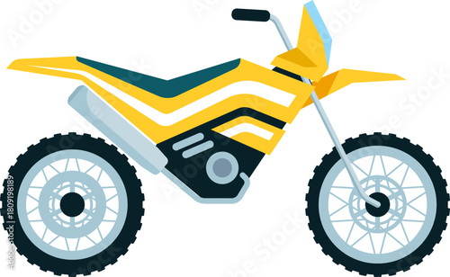 Yellow dirt bike vector illustration for off road riding