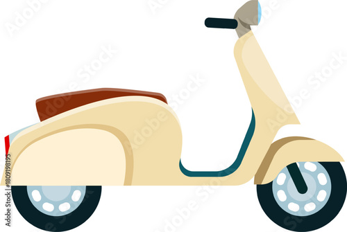 Cream vintage scooter providing urban transportation delivery