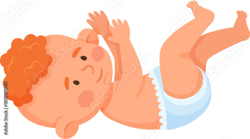 Baby playing on back with arms up