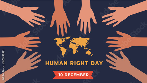 Human right day flyer illustration