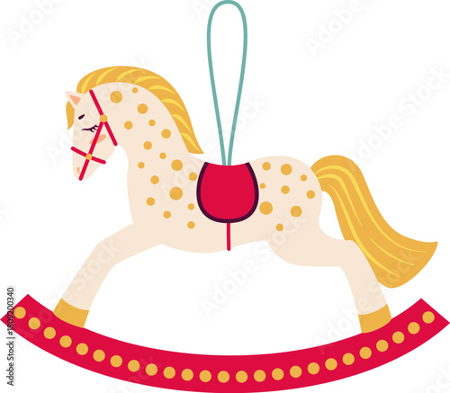 Rocking horse toy as festive holiday decoration