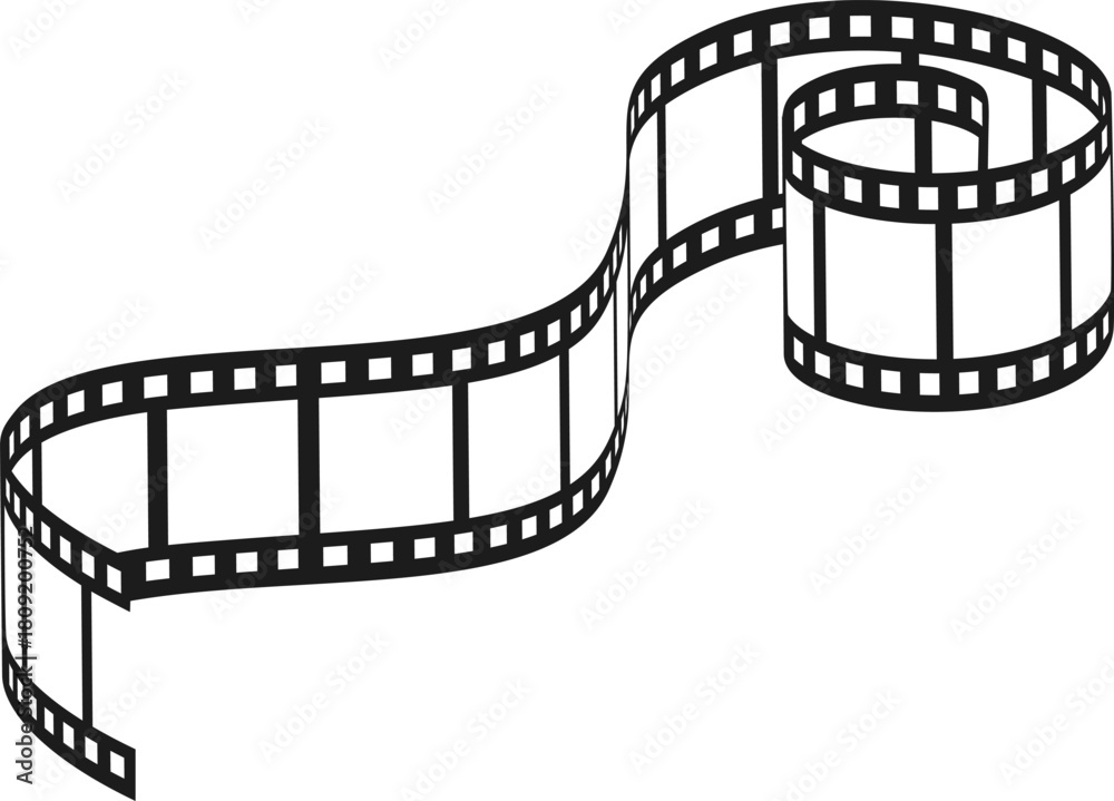 Fototapeta premium Film strip unwinding representing cinema and storytelling
