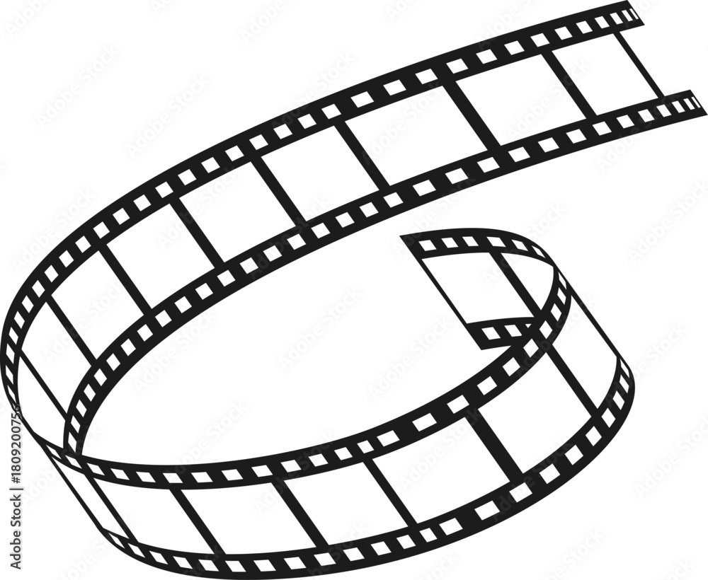 Fototapeta premium Film strip coiling, portraying cinema and video concept