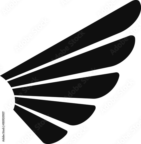 Stylized black wing representing flight and freedom concept