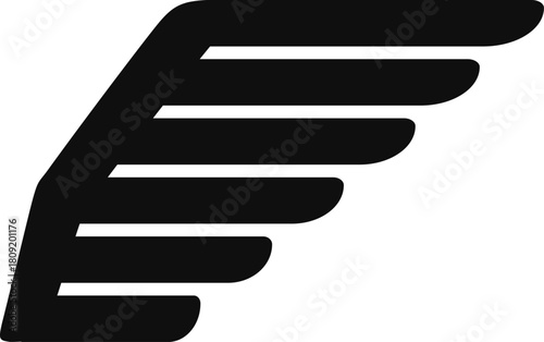 Stylized wing icon representing flight and speed