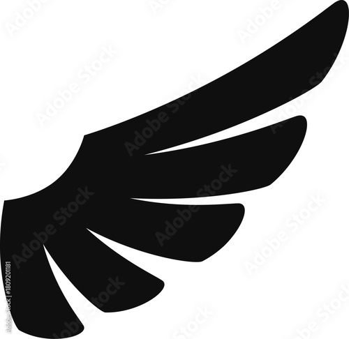 Black wing drawing representing freedom and flight symbol