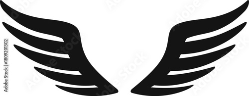 Black stylized wings representing freedom flight and journey